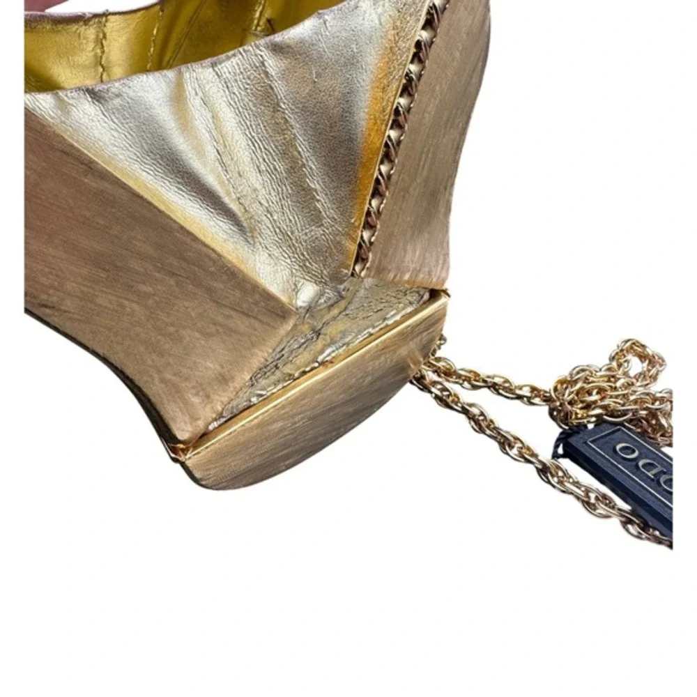 Vintage Gold Metal Hard Shell Minaudiere Evening‎ Bag Rodo Firenze Italy KC
